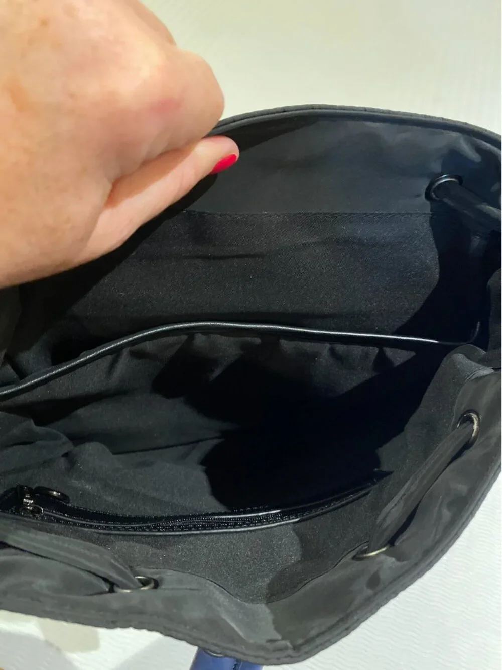 Saint + Sofia Studded Nylon Adjustable Strap Backpack with Silver Grommet Design